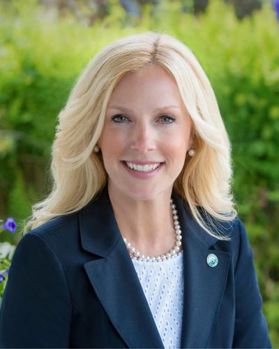 Christine Hanlon in a navy blue blazer