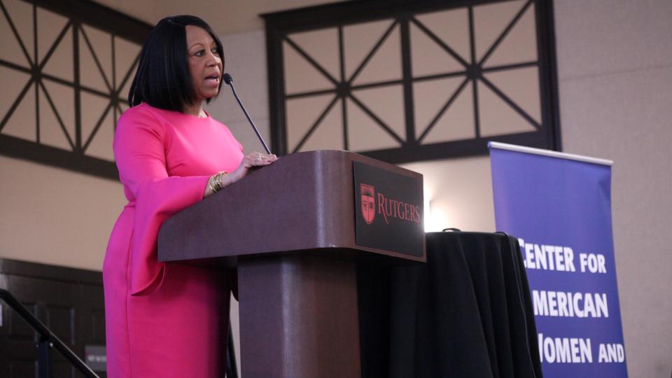 Lieutenant Governor Sheila Oliver giving the keynote address at Ready to Run 2019