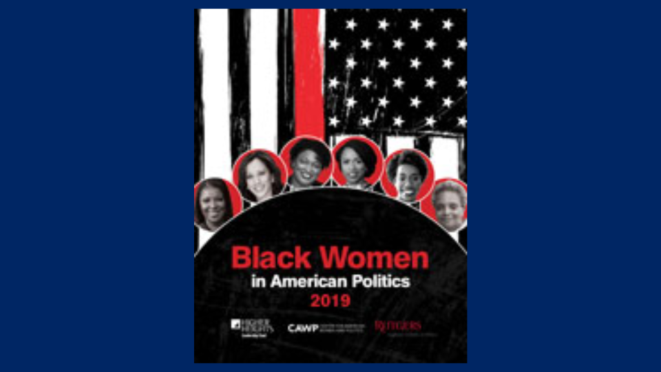 black women in american politics cover with 6 women in front of an american flag