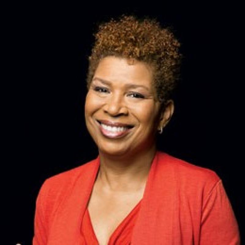 Head shot of Michel Martin, wearing red blouse 