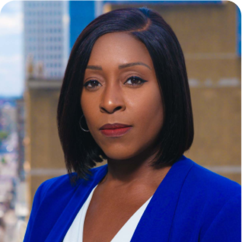 Missy Balmir in a blue blazer