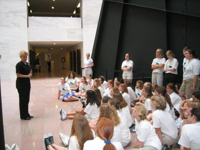 US Senator Mary Landrieu speaks with Girl Scouts in DC.