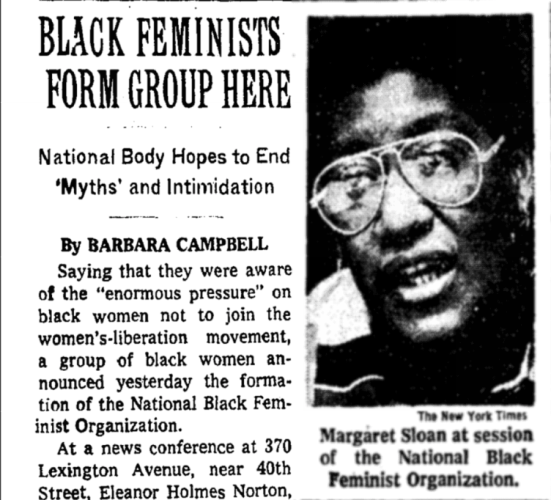 A newspaper clipping about the formation of the National Black Feminist Organization