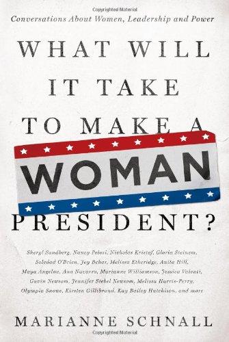 Book cover, red bar at top with white stars and blue bar at the bottom with white stars the word WOMAN in between