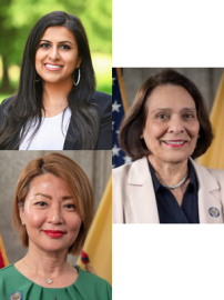 Head shots of Sadaf Jaffer, Shama Haider, and Ellen Park