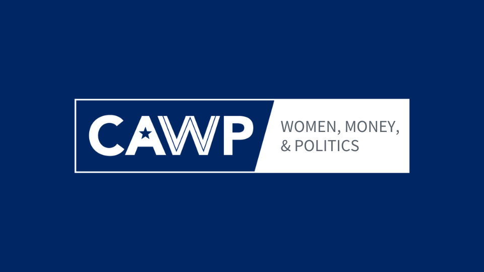 CAWP women money and politics banner on blue 